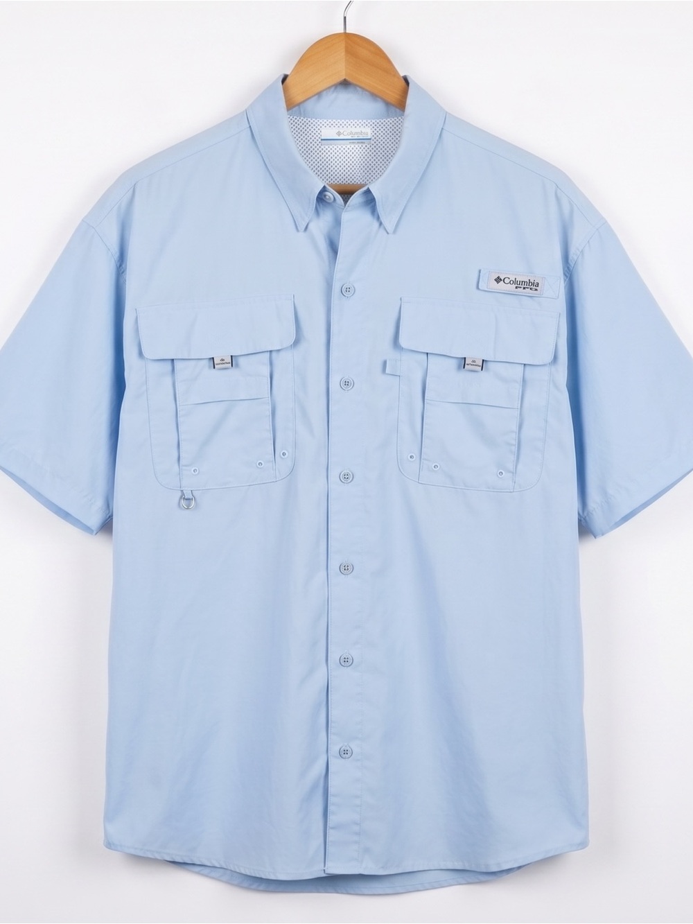 Columbia PFG Men’s Light Blue SS Outdoor Performance Fishing Gear Shirt